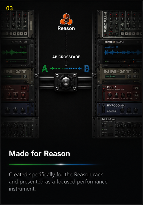 AB Crossfade operating as a focused utility inside the Reason rack